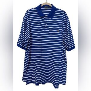 Polo Ralph Lauren Pima Soft Touch Polo Shirt Royal Blue Stripe Size XLT
